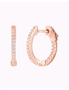 Pave CZ Hoop Earrings With Push Button Lock