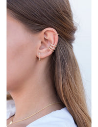 Pave CZ Hoop Earrings With Push Button Lock