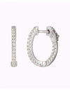 Pave CZ Hoop Earrings With Push Button Lock