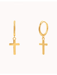 Pendientes de aro con cruz