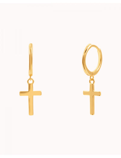 Pendientes de aro con cruz