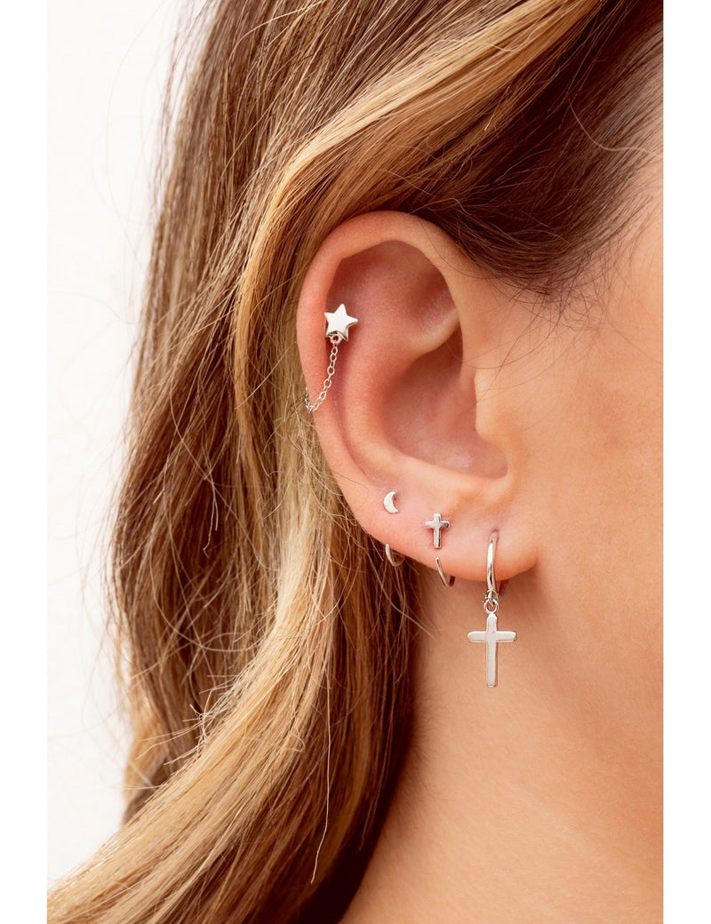 Pendientes de aro con cruz