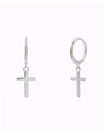 Pendientes de aro con cruz