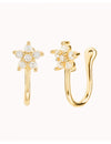 Pave CZ Flower Shaped Helix Ear Cuff Earrings