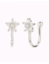 Pave CZ Flower Shaped Helix Ear Cuff Earrings