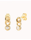 Dangling Bezel CZ Chain Links Stud Earrings