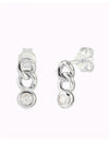 Dangling Bezel CZ Chain Links Stud Earrings