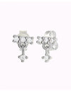 CZ Bar Shaped Stud Earring With Dangling Charm