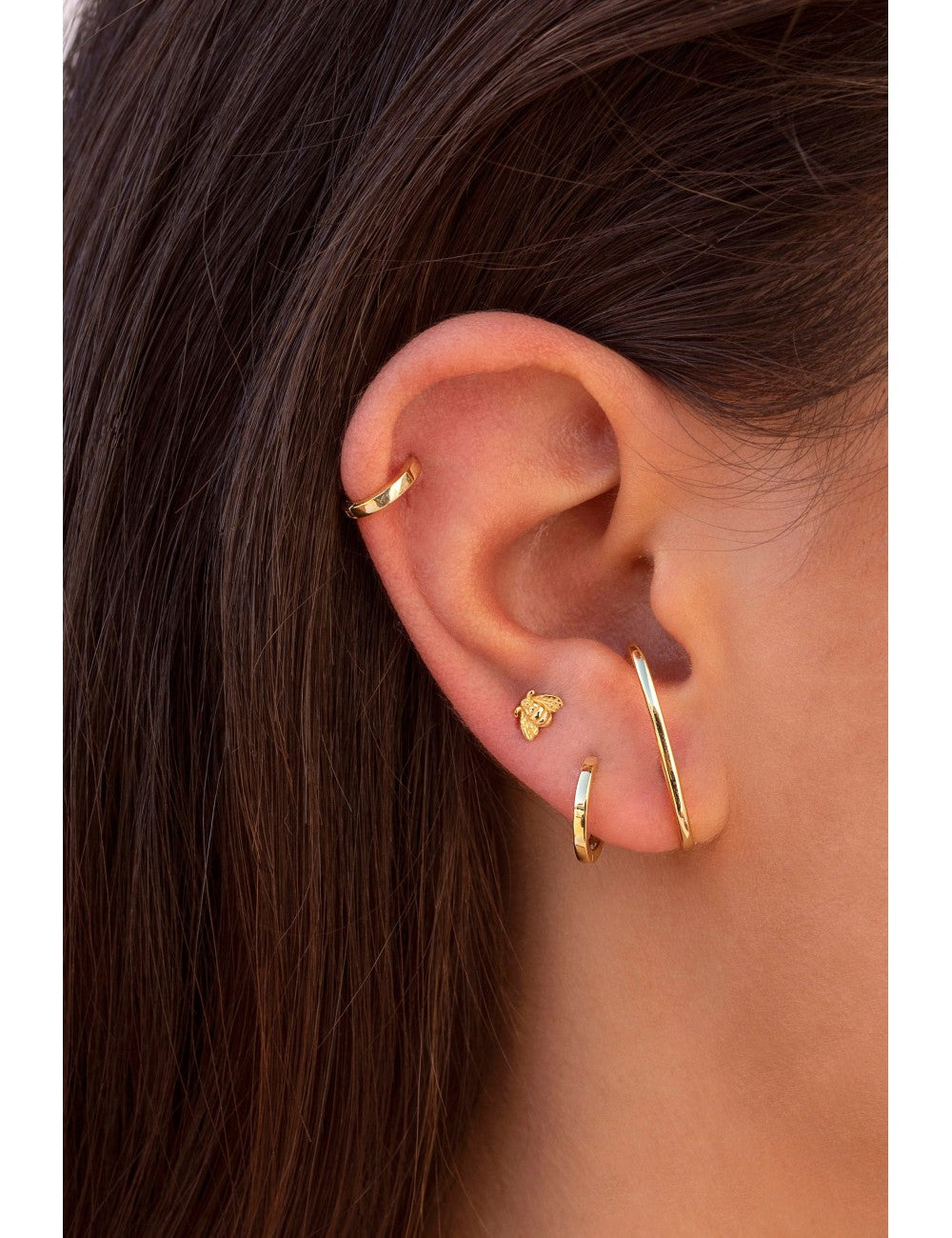 Pendientes de aro huggie ear lobe cuff lisos