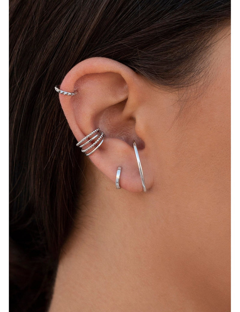 Pendientes de aro huggie ear lobe cuff lisos