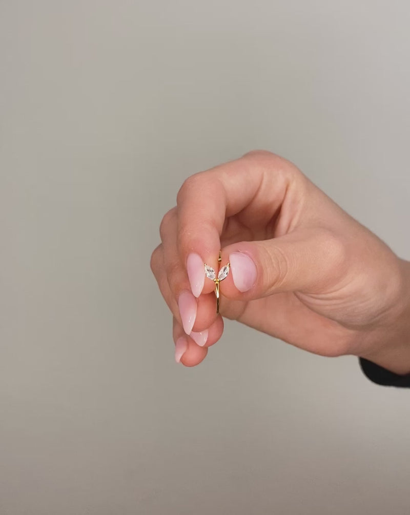 Marquise CZ Flower Open Ring