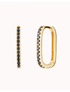 Black Pave CZ Oblong Rectangle Hoop Earrings