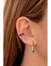 Black Pave CZ Oblong Rectangle Hoop Earrings