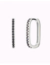 Black Pave CZ Oblong Rectangle Hoop Earrings