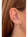 Purple Pave CZ Oblong Rectangle Hoop Earrings