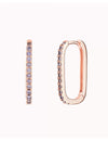 Purple Pave CZ Oblong Rectangle Hoop Earrings