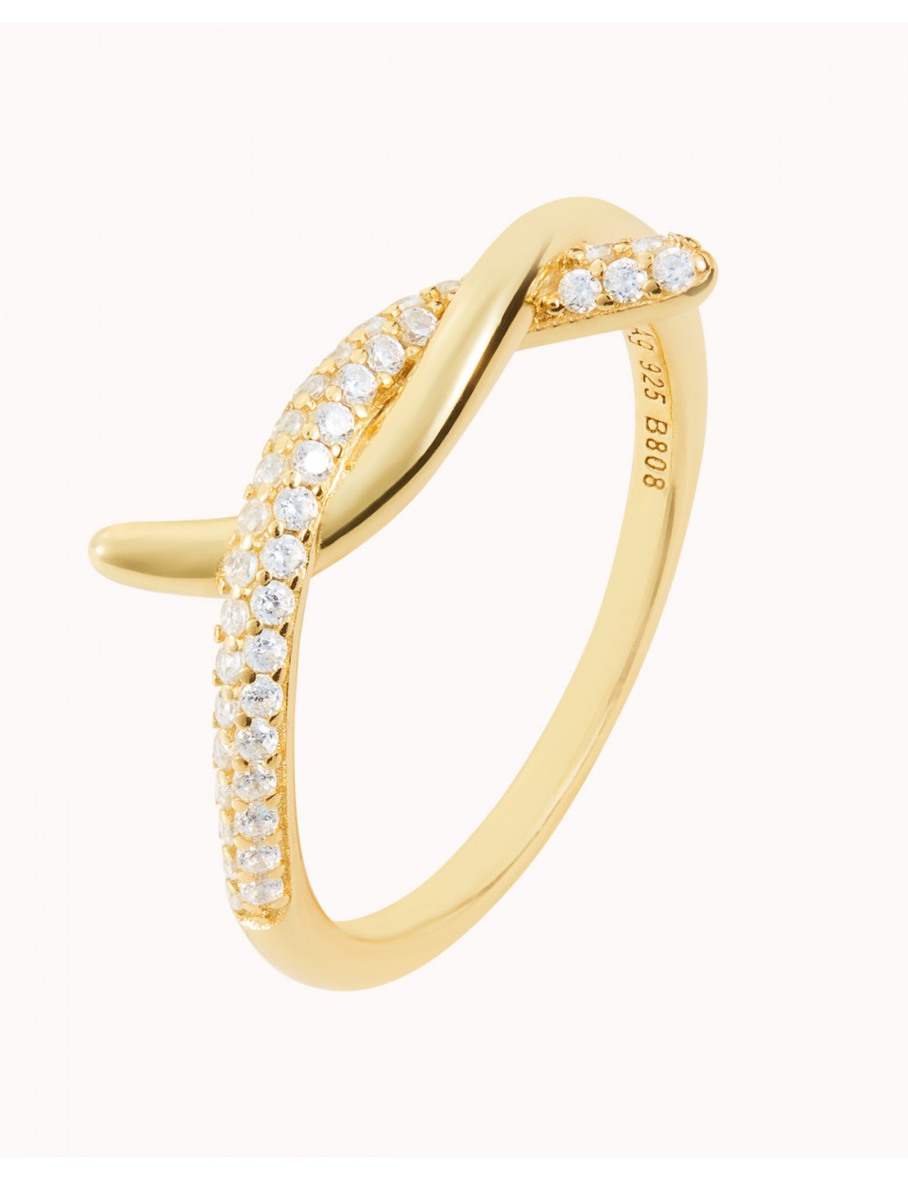 Pave CZ Knot Double Band Ring 