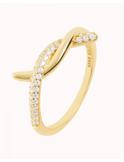Pave CZ Knot Double Band Ring 