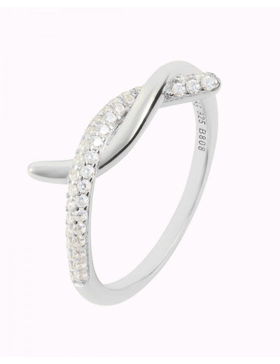 Pave CZ Knot Double Band Ring 