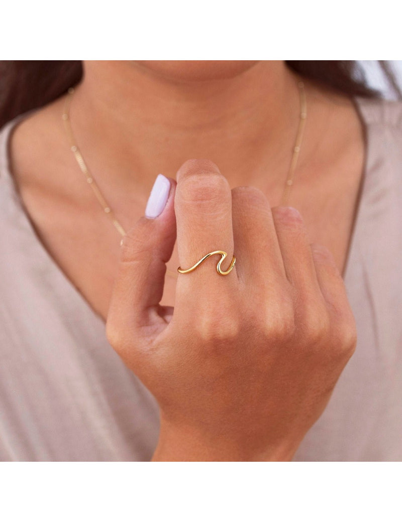 Sea Wave Shaped Silver Ring