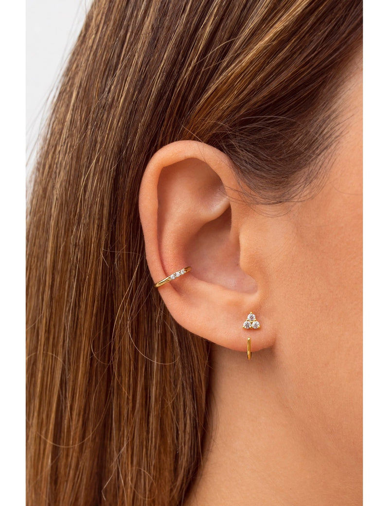 Single Band CZ Silver Conch Ear Cuff Earrings