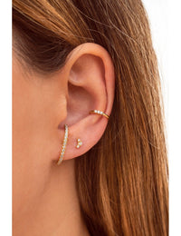 Single Band CZ Silver Conch Ear Cuff Earrings
