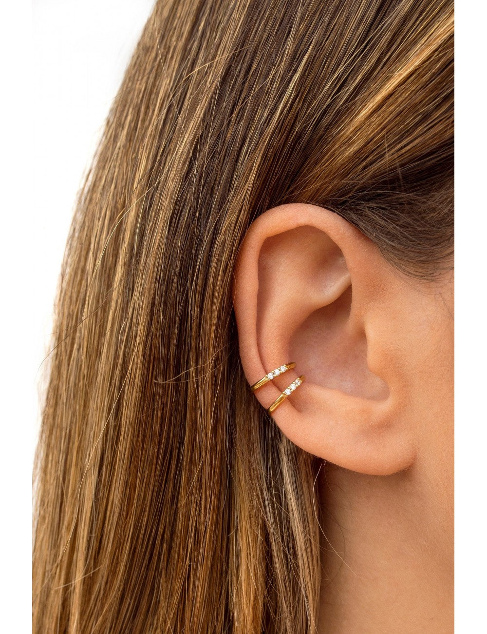 Single Band CZ Silver Conch Ear Cuff Earrings