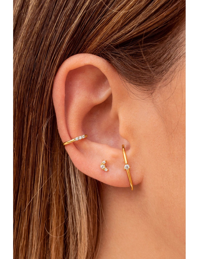 Single Band CZ Silver Conch Ear Cuff Earrings