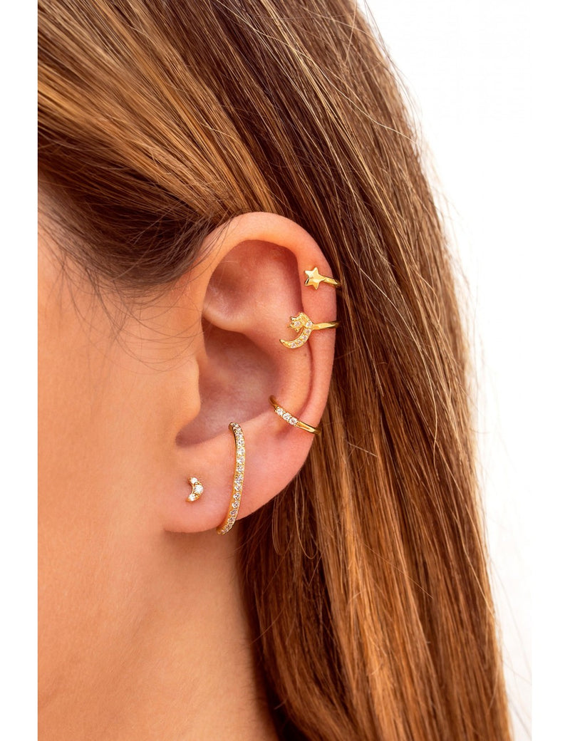 Single Band CZ Silver Conch Ear Cuff Earrings