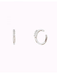 Single Band CZ Silver Conch Ear Cuff Earrings