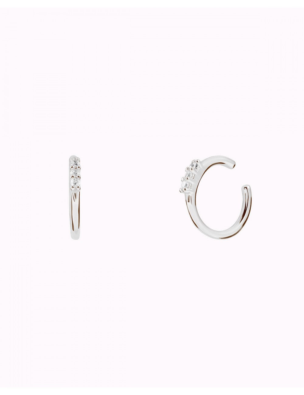 Single Band CZ Silver Conch Ear Cuff Earrings