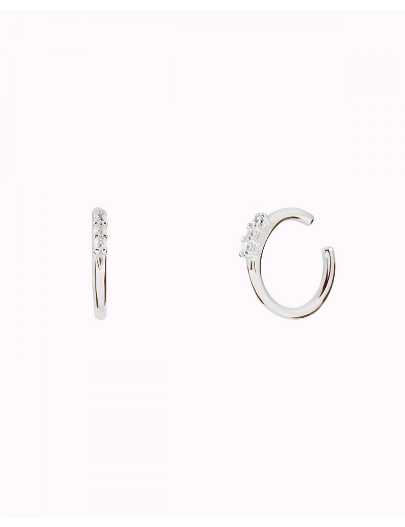 Single Band CZ Silver Conch Ear Cuff Earrings