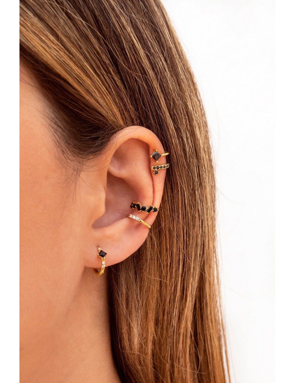 Single Band CZ Silver Conch Ear Cuff Earrings