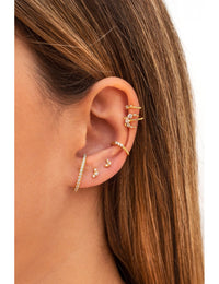 Single Band CZ Silver Conch Ear Cuff Earrings