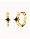 Square Princess Cut Black CZ Huggie Hoop Earrings