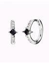 Square Princess Cut Black CZ Huggie Hoop Earrings
