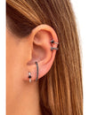 Square Princess Cut Black CZ Huggie Hoop Earrings