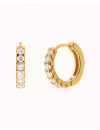 Chunky CZ Huggie Hoop Earrings - 14 mm