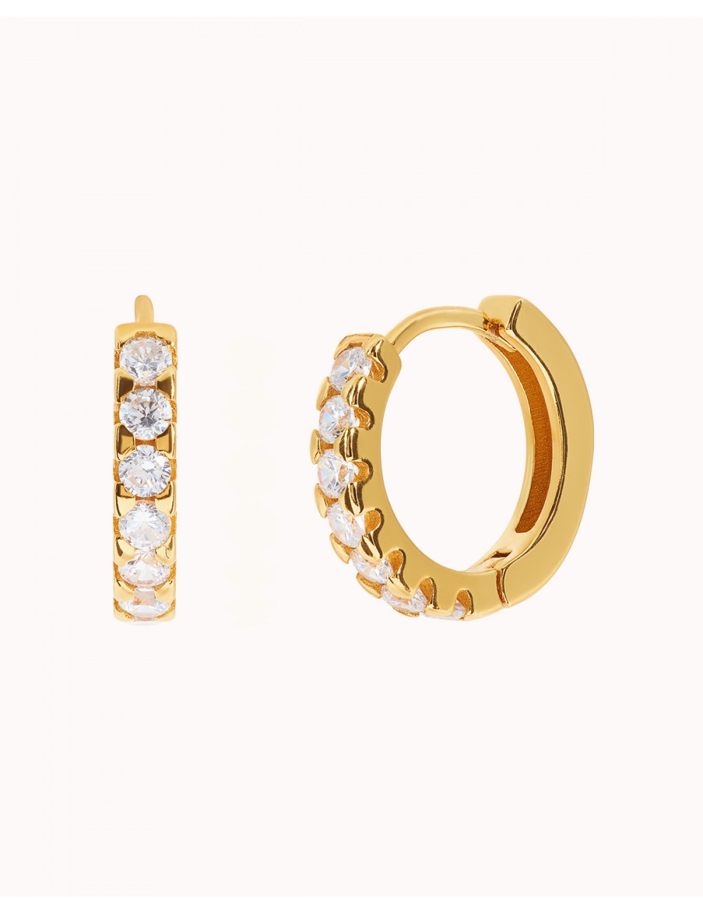 Chunky CZ Huggie Hoop Earrings - 14 mm