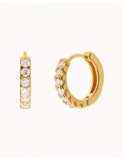 Pendientes de aro pequeños y minimalistas con circonitas - 14 mm