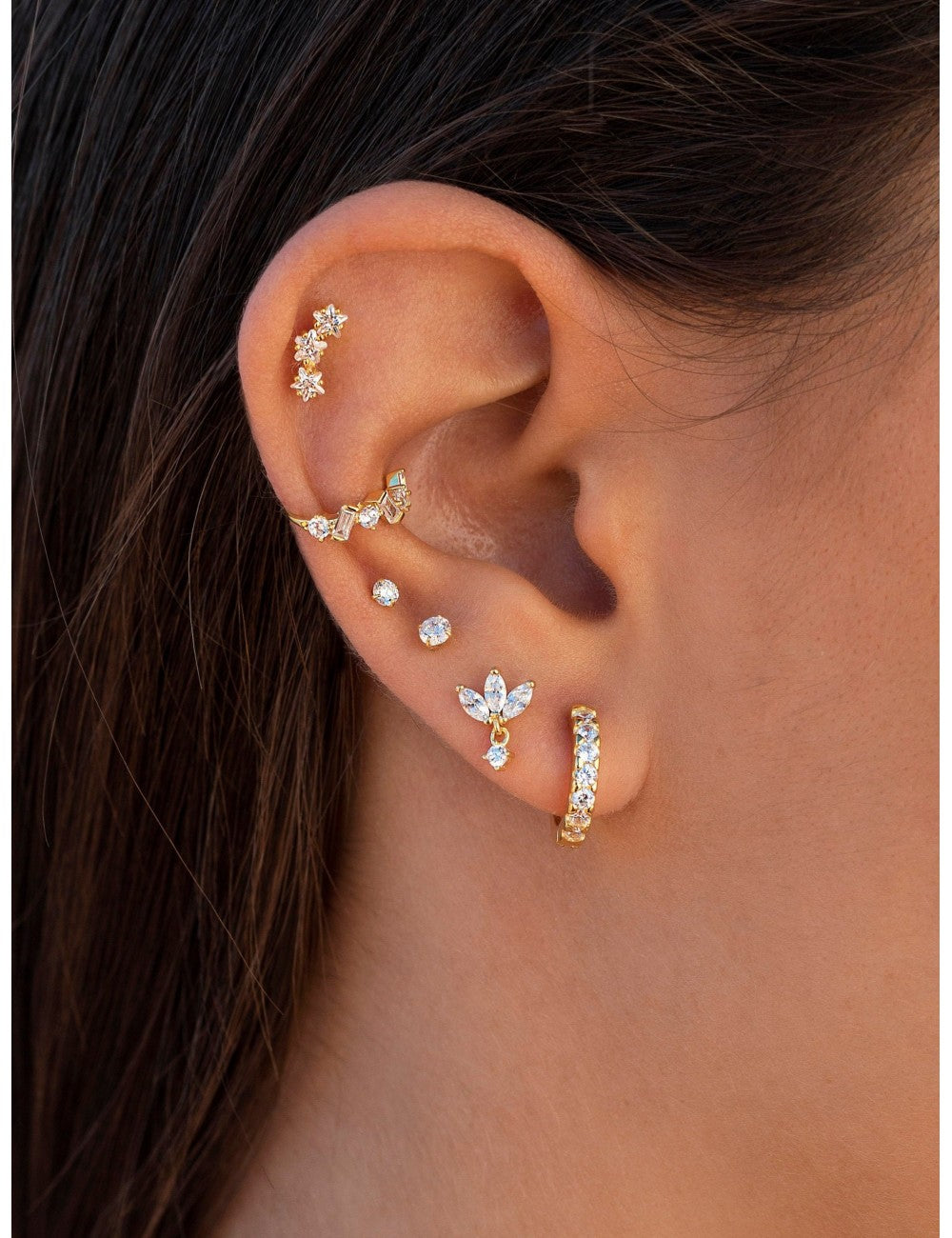 Chunky CZ Huggie Hoop Earrings - 14 mm