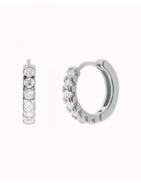 Chunky CZ Huggie Hoop Earrings - 14 mm