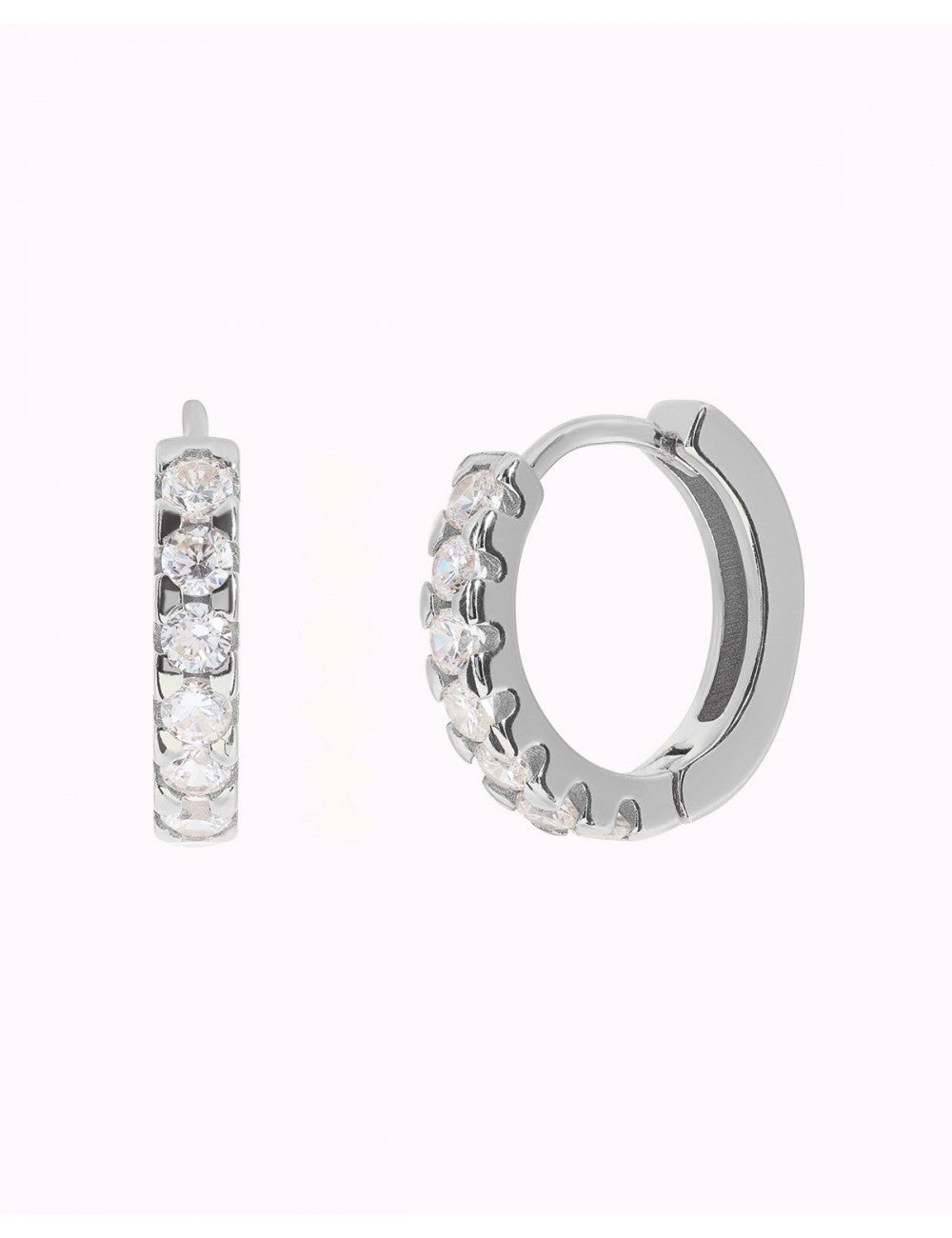 Chunky CZ Huggie Hoop Earrings - 14 mm