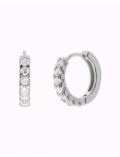 Pendientes de aro pequeños y minimalistas con circonitas - 14 mm