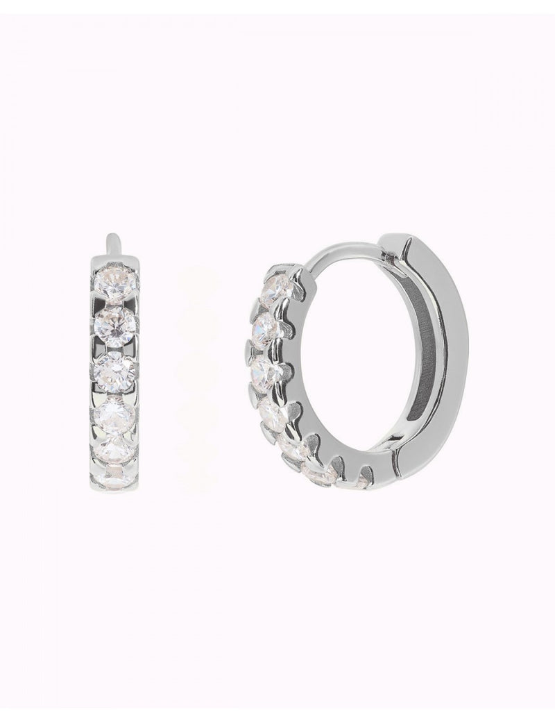 Chunky CZ Huggie Hoop Earrings - 14 mm
