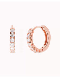 Chunky CZ Huggie Hoop Earrings - 14 mm