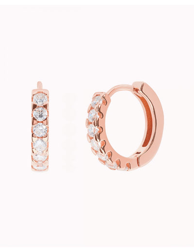 Pendientes de aro pequeños y minimalistas con circonitas - 14 mm