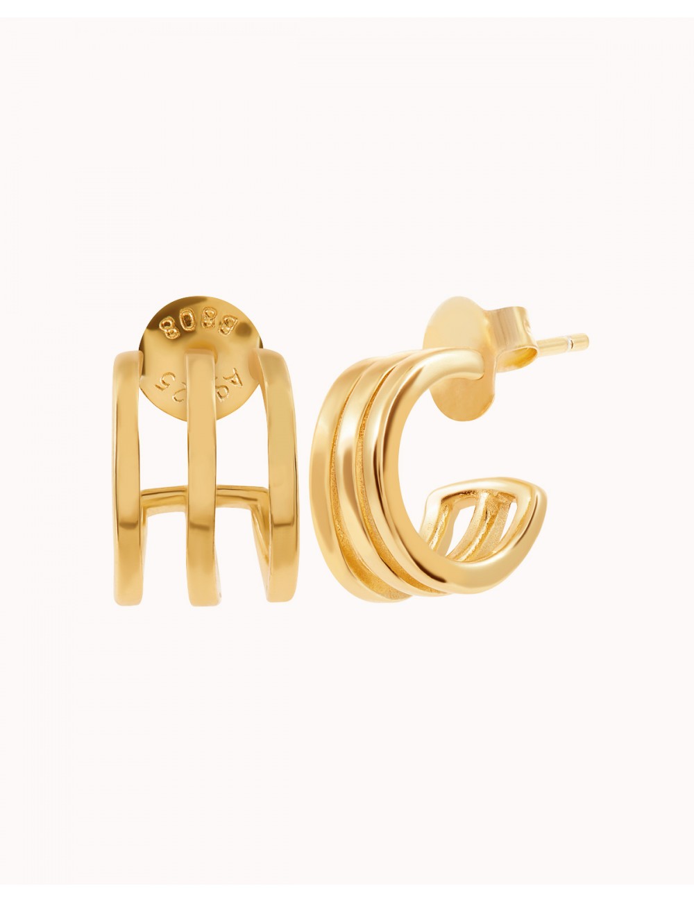 Triple Band Huggie Hoop Earrings