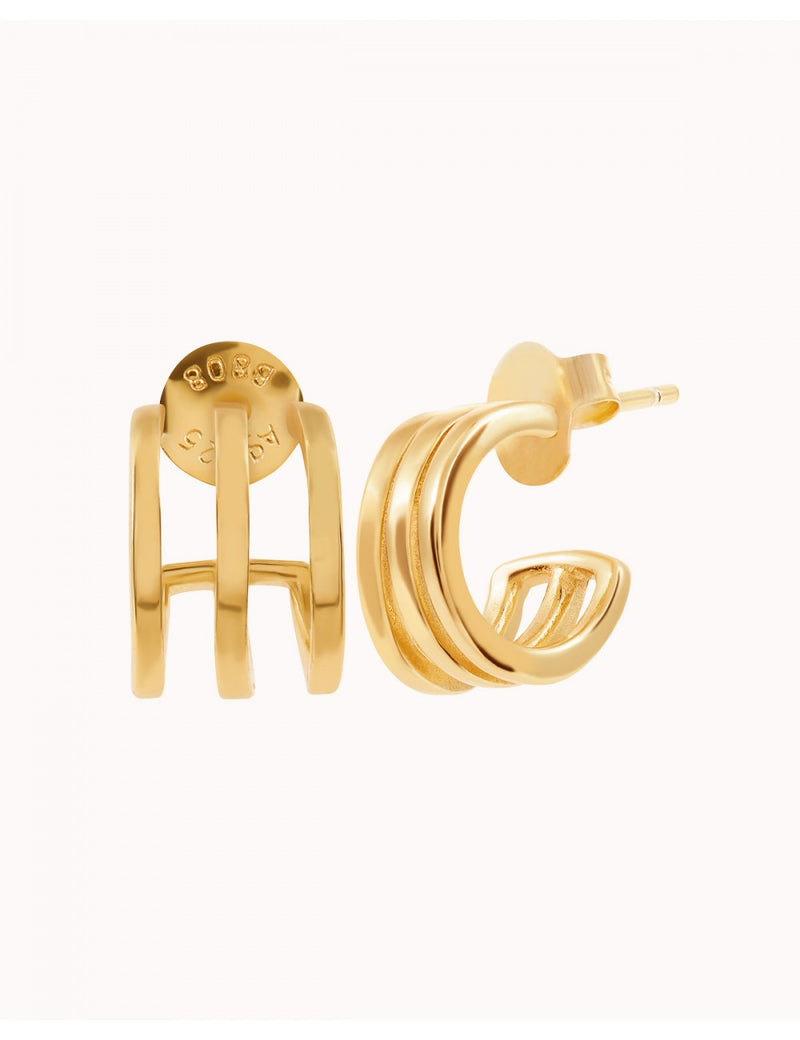 Triple Band Huggie Hoop Earrings