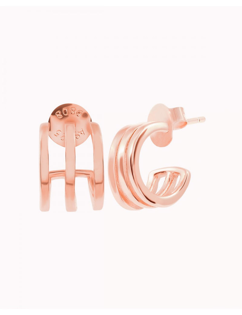 Triple Band Huggie Hoop Earrings
